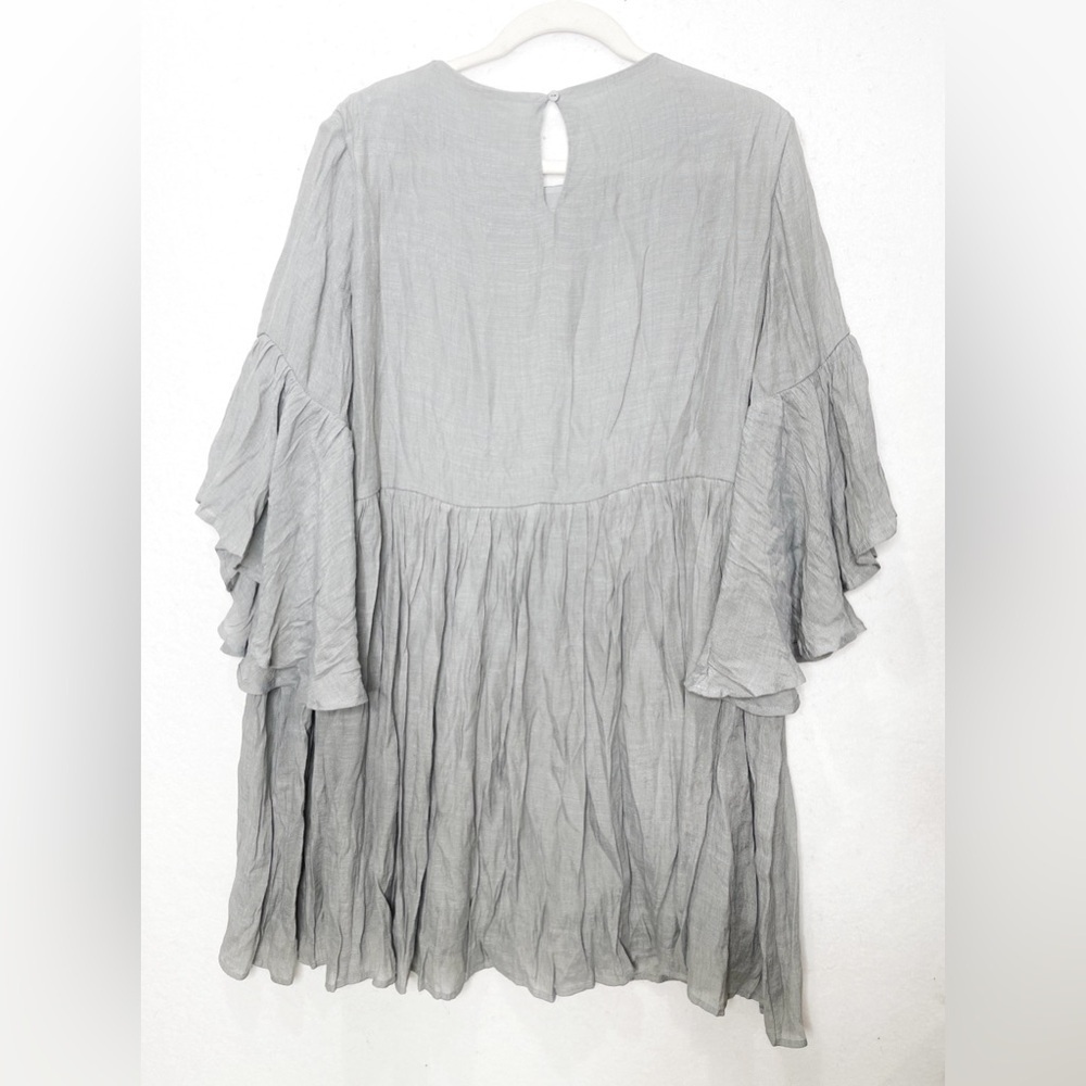 Umgee Full Size Floral Embroidered 3/4 Bell Sleeve Keyhole Dress Plus Size 1X - Picture 5 of 11